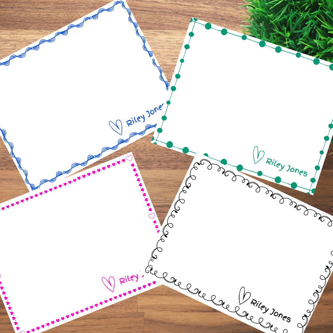 Personalized Kids Notecards Set with Pen - Fun Learn Grow Co.