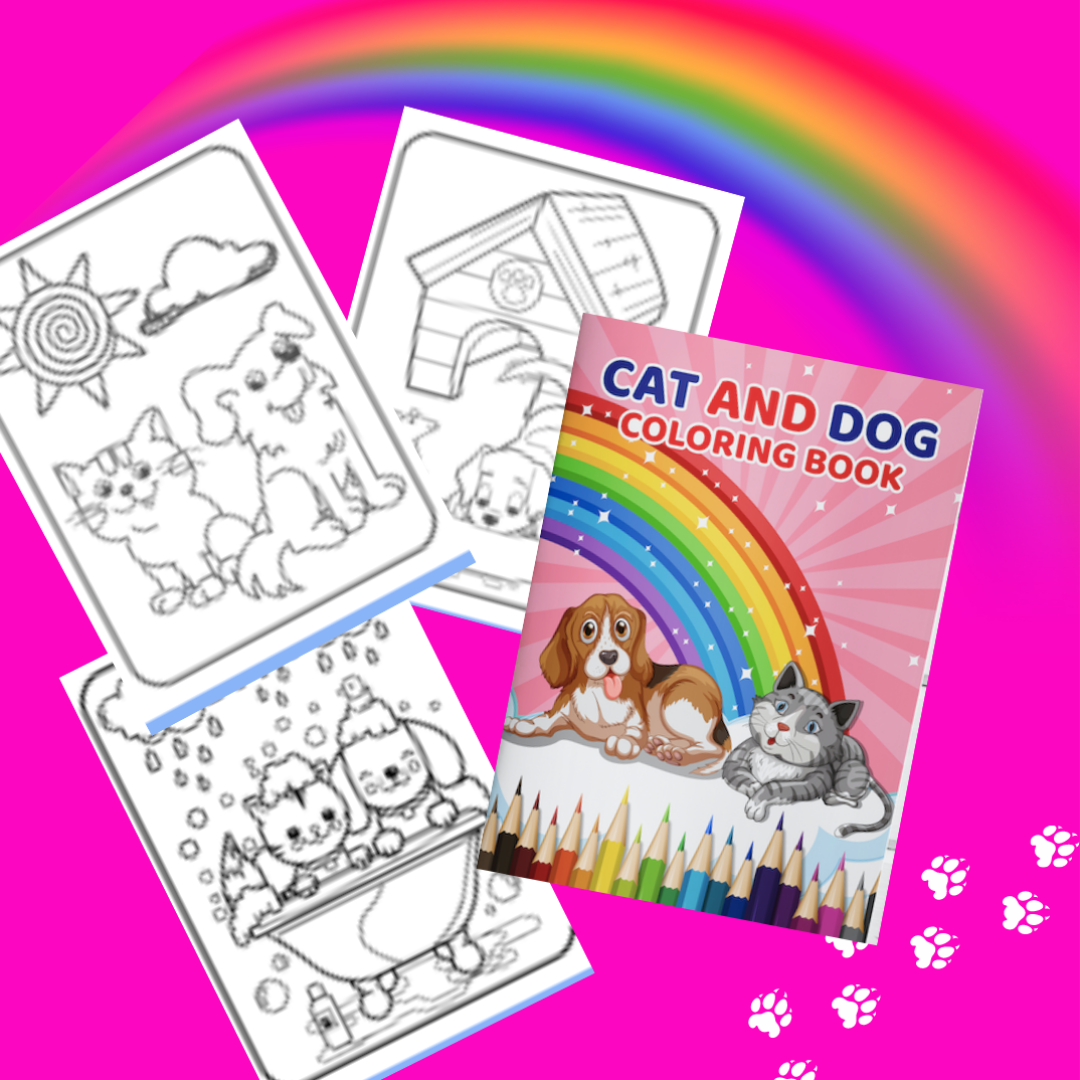 Cat/Dog Coloring Page Bundle- 90 pages - Fun Learn Grow Co.