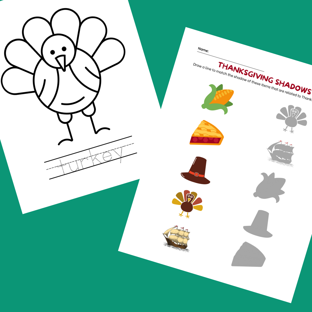 Thanksgiving worksheet bundle for kindergarten Fun Learn Grow Co.